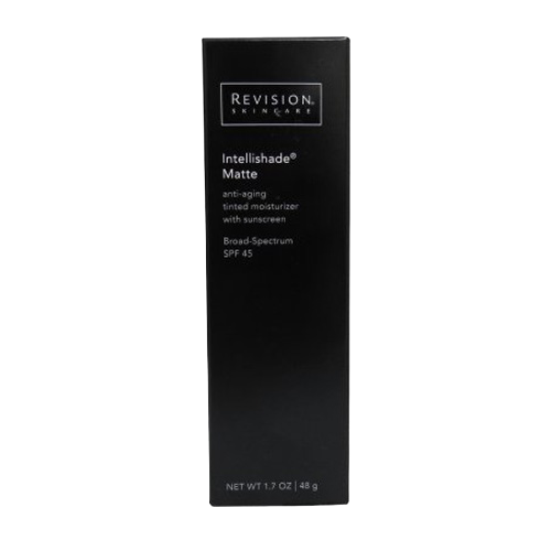 A package of Revision Intellishade Matte moisturizer
